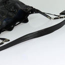 CHANEL Shoulder Bag Caviar Skin Black Silver CC Auth BA125-7