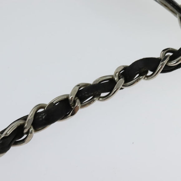 CHANEL Shoulder Bag Caviar Skin Black Silver CC Auth BA125