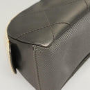 CHANEL Bicolore Pouch PVC Leather Gray CC Auth BA1250-15