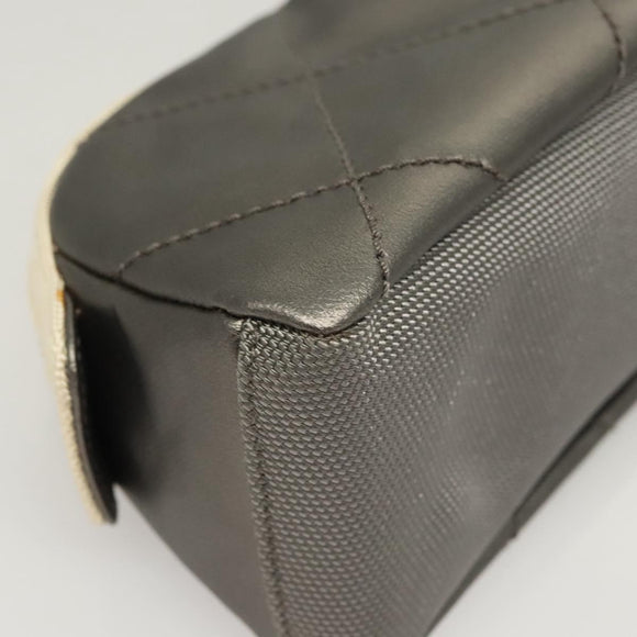 CHANEL Bicolore Pouch PVC Leather Gray CC Auth BA1250