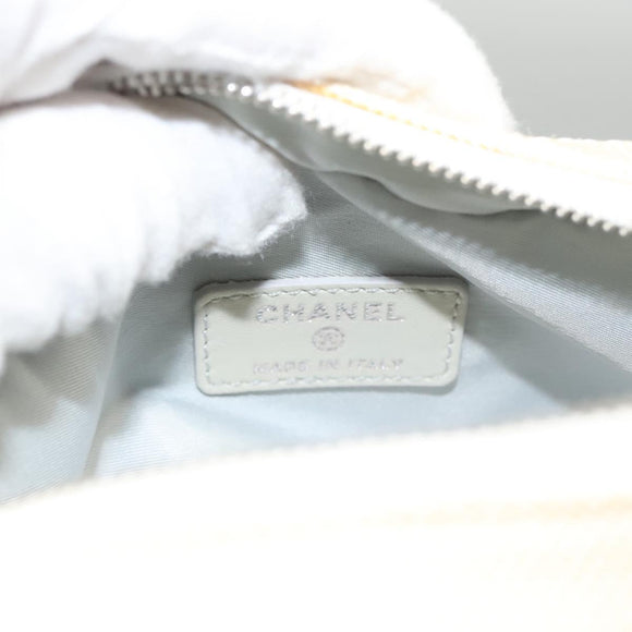 CHANEL Bicolore Pouch PVC Leather Gray CC Auth BA1250