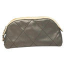 CHANEL Bicolore Pouch PVC Leather Gray CC Auth BA1250-13