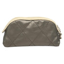 CHANEL Bicolore Pouch PVC Leather Gray CC Auth BA1250-2