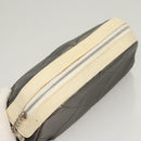 CHANEL Bicolore Pouch PVC Leather Gray CC Auth BA1250-5