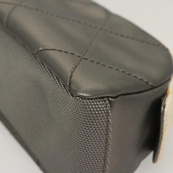 CHANEL Bicolore Pouch PVC Leather Gray CC Auth BA1250