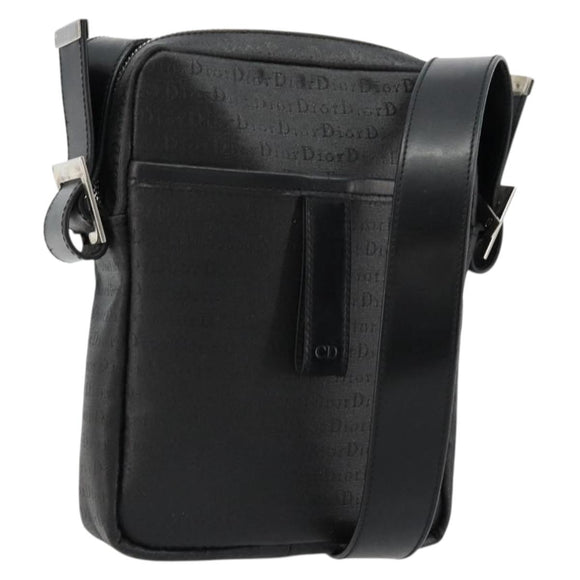 Christian Dior Shoulder Bag Coated Canvas Black Silver Auth BA12508A