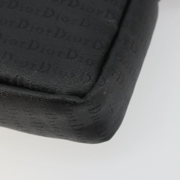Christian Dior Shoulder Bag Coated Canvas Black Silver Auth BA12508A