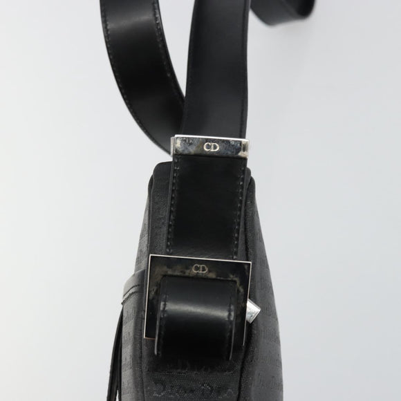 Christian Dior Shoulder Bag Coated Canvas Black Silver Auth BA12508A