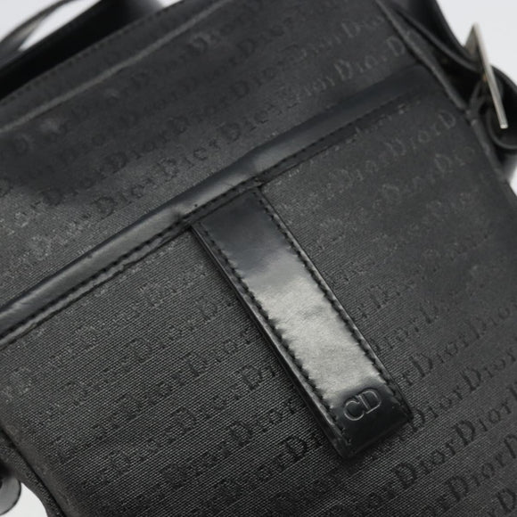 Christian Dior Shoulder Bag Coated Canvas Black Silver Auth BA12508A