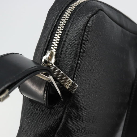 Christian Dior Shoulder Bag Coated Canvas Black Silver Auth BA12508A