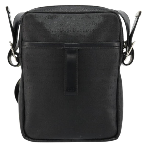 Christian Dior Shoulder Bag Coated Canvas Black Silver Auth BA12508A