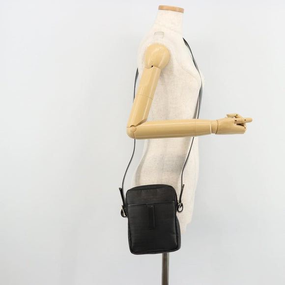 Christian Dior Shoulder Bag Coated Canvas Black Silver Auth BA12508A