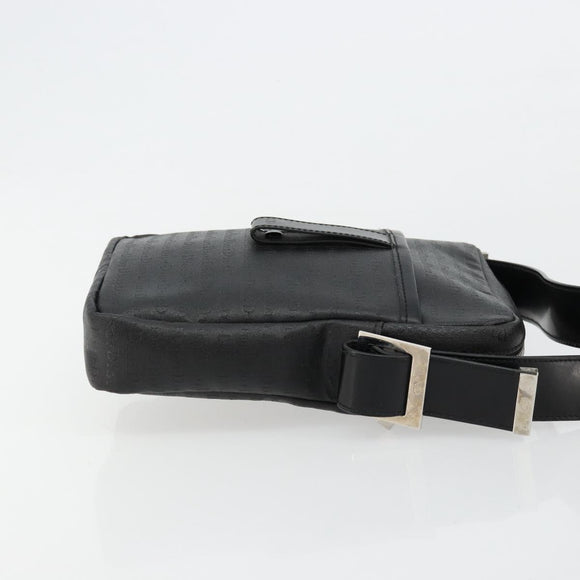 Christian Dior Shoulder Bag Coated Canvas Black Silver Auth BA12508A