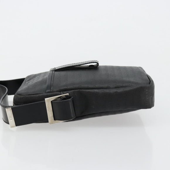 Christian Dior Shoulder Bag Coated Canvas Black Silver Auth BA12508A