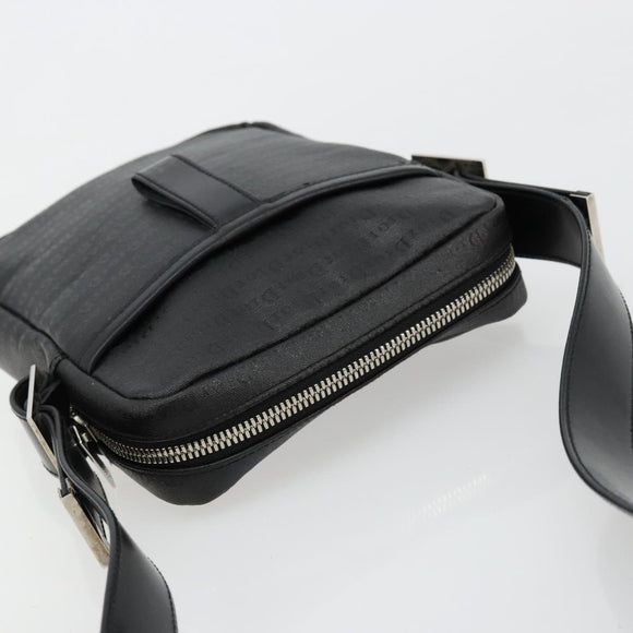 Christian Dior Shoulder Bag Coated Canvas Black Silver Auth BA12508A