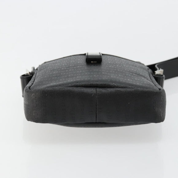 Christian Dior Shoulder Bag Coated Canvas Black Silver Auth BA12508A