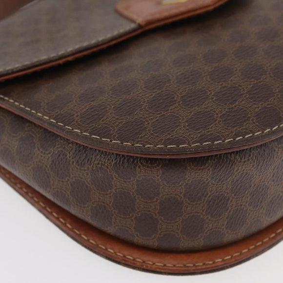 CELINE Macadam Canvas Hand Bag PVC Leather 2way Brown Gold Auth BA12509