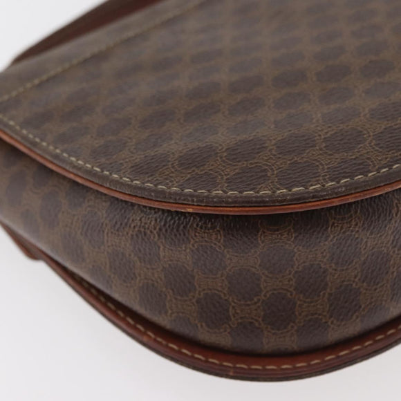 CELINE Macadam Canvas Hand Bag PVC Leather 2way Brown Gold Auth BA12509