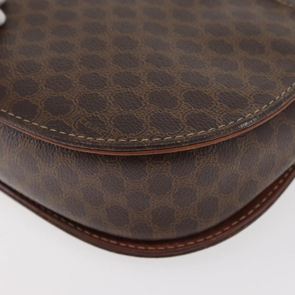 CELINE Macadam Canvas Hand Bag PVC Leather 2way Brown Gold Auth BA12509