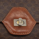 CELINE Macadam Canvas Hand Bag PVC Leather 2way Brown Gold Auth BA12509-16