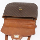 CELINE Macadam Canvas Hand Bag PVC Leather 2way Brown Gold Auth BA12509-17