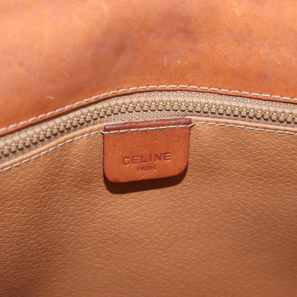 CELINE Macadam Canvas Hand Bag PVC Leather 2way Brown Gold Auth BA12509