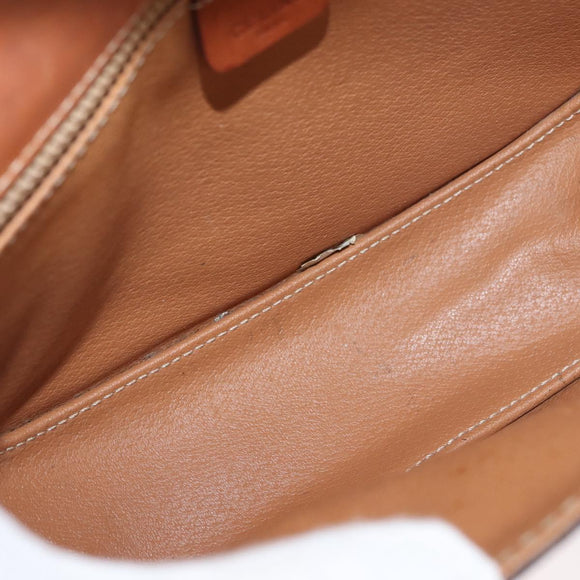 CELINE Macadam Canvas Hand Bag PVC Leather 2way Brown Gold Auth BA12509