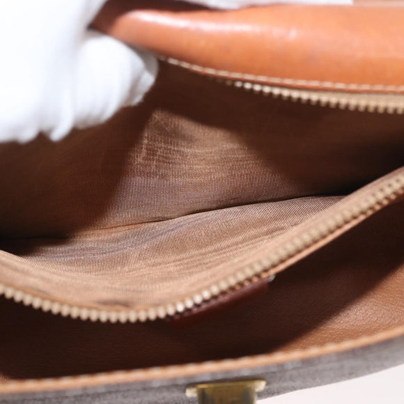 CELINE Macadam Canvas Hand Bag PVC Leather 2way Brown Gold Auth BA12509