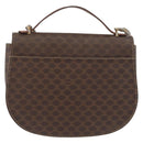 CELINE Macadam Canvas Hand Bag PVC Leather 2way Brown Gold Auth BA12509-3