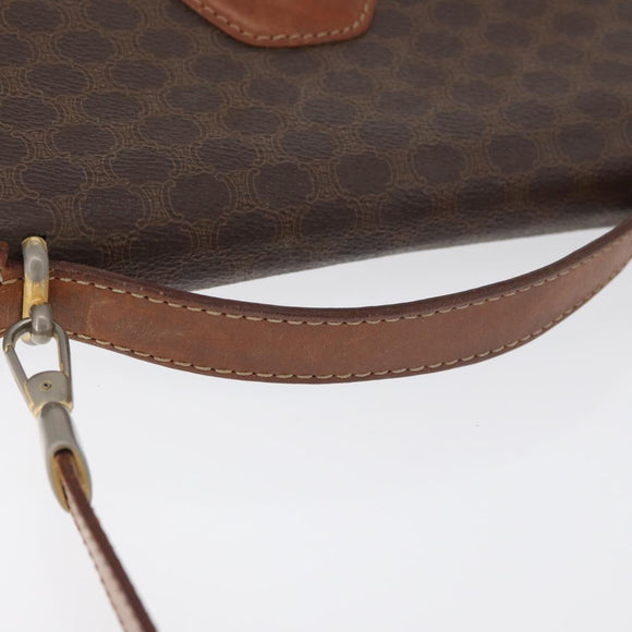 CELINE Macadam Canvas Hand Bag PVC Leather 2way Brown Gold Auth BA12509