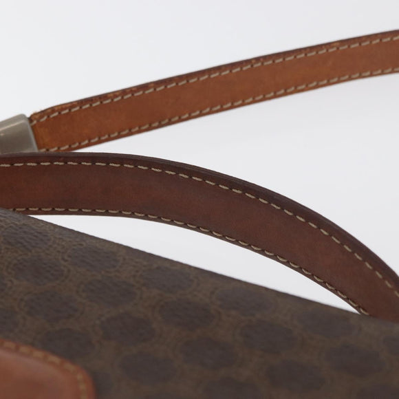 CELINE Macadam Canvas Hand Bag PVC Leather 2way Brown Gold Auth BA12509
