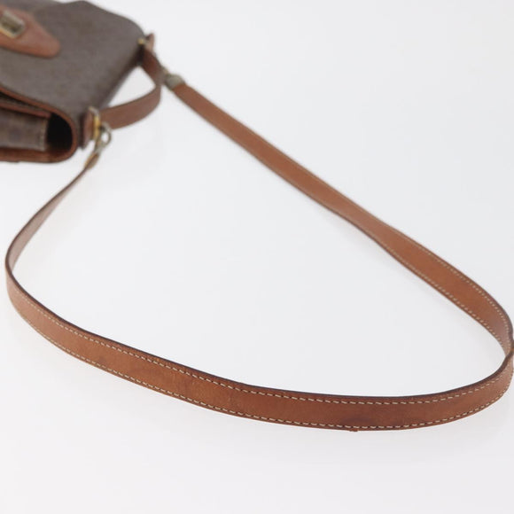 CELINE Macadam Canvas Hand Bag PVC Leather 2way Brown Gold Auth BA12509