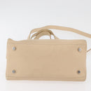 Salvatore Ferragamo Gancini Hand Bag Leather 2way Beige Silver Auth BA12510-5