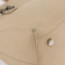 Salvatore Ferragamo Gancini Hand Bag Leather 2way Beige Silver Auth BA12510-10