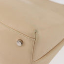 Salvatore Ferragamo Gancini Hand Bag Leather 2way Beige Silver Auth BA12510-17