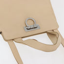 Salvatore Ferragamo Gancini Hand Bag Leather 2way Beige Silver Auth BA12510-6