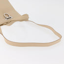 Salvatore Ferragamo Gancini Hand Bag Leather 2way Beige Silver Auth BA12510-9