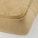 CHANEL Matelasse Hand Bag Lamb Skin Beige CC Auth BA12511-10