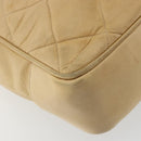 CHANEL Matelasse Hand Bag Lamb Skin Beige CC Auth BA12511-13