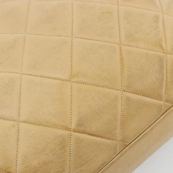 CHANEL Matelasse Hand Bag Lamb Skin Beige CC Auth BA12511