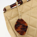 CHANEL Matelasse Hand Bag Lamb Skin Beige CC Auth BA12511-16