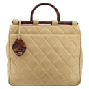 CHANEL Matelasse Hand Bag Lamb Skin Beige CC Auth BA12511-2