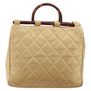 CHANEL Matelasse Hand Bag Lamb Skin Beige CC Auth BA12511-3