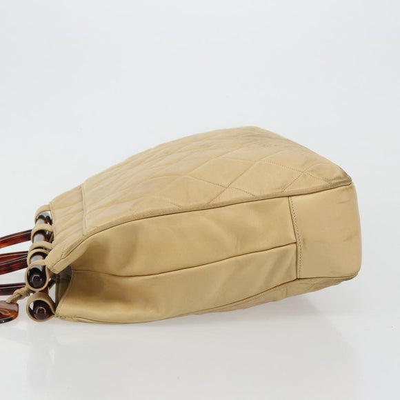 CHANEL Matelasse Hand Bag Lamb Skin Beige CC Auth BA12511