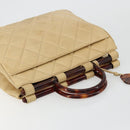 CHANEL Matelasse Hand Bag Lamb Skin Beige CC Auth BA12511-6