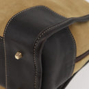 LOEWE Anagram Hand Bag Suede Beige Gold Auth BA12513A-14