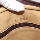 LOEWE Anagram Hand Bag Suede Beige Gold Auth BA12513A-17