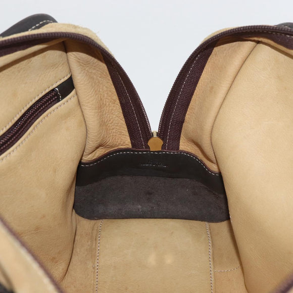 LOEWE Anagram Hand Bag Suede Beige Gold Auth BA12513A