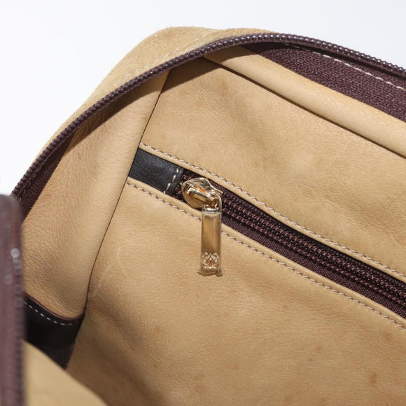 LOEWE Anagram Hand Bag Suede Beige Gold Auth BA12513A