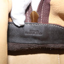 LOEWE Anagram Hand Bag Suede Beige Gold Auth BA12513A-12